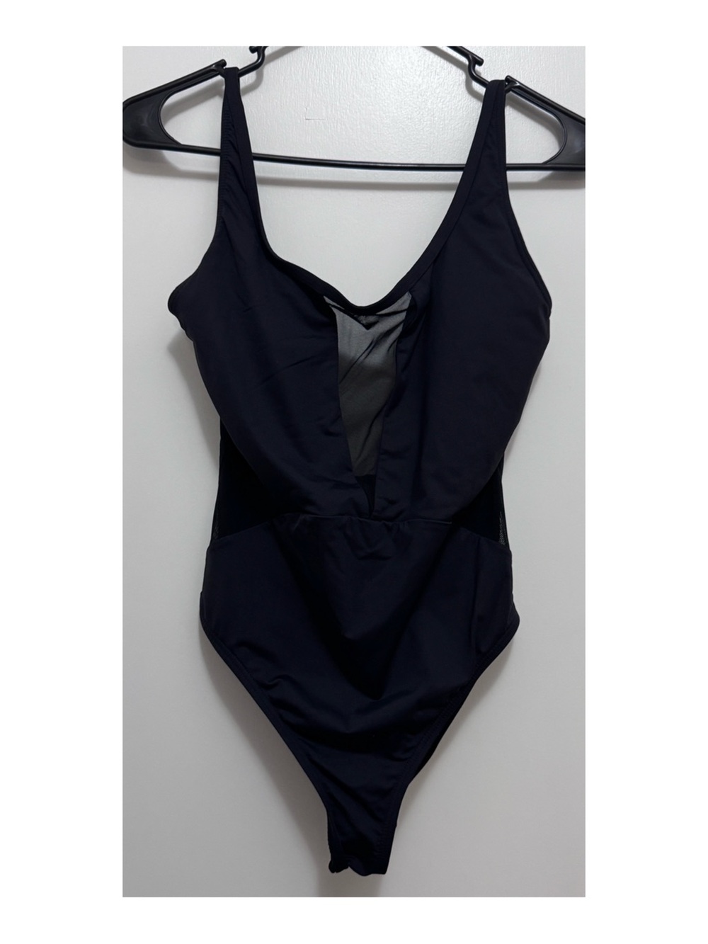 Kids Black One-Piece Swimsuit with Mesh Accent